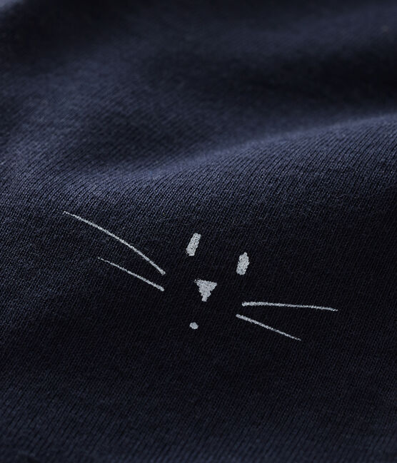 Baby-Leggings mit Katzenkopf-Motiv aus Rippstrick blau SMOKING