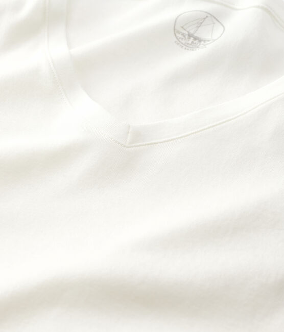 Damen-T-Shirt, leichter Rippstrick weiss MARSHMALLOW