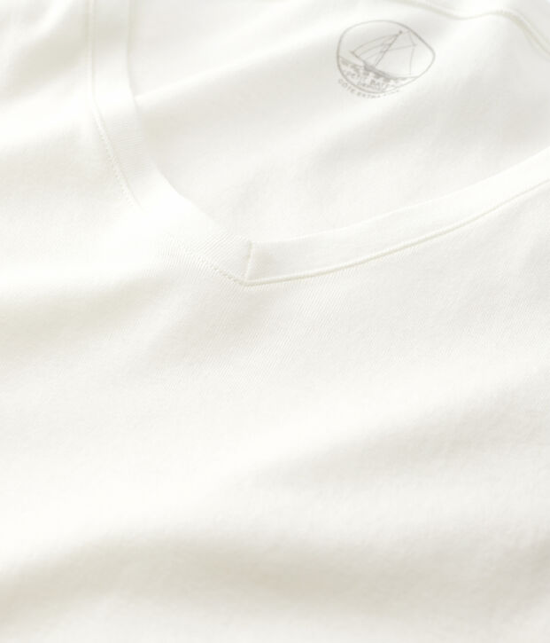 Damen-T-Shirt, leichter Rippstrick weiss