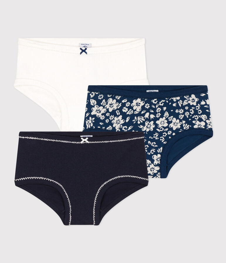 3er-Set Slips aus Baumwolle und Elastan mit Blumenmuster f&uuml;r M&auml;dchen vielfarbig