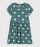 Kurzärmeliges Kleid aus Bio-Baumwolle für Mädchen grün BRUT/weiss AVALANCHE