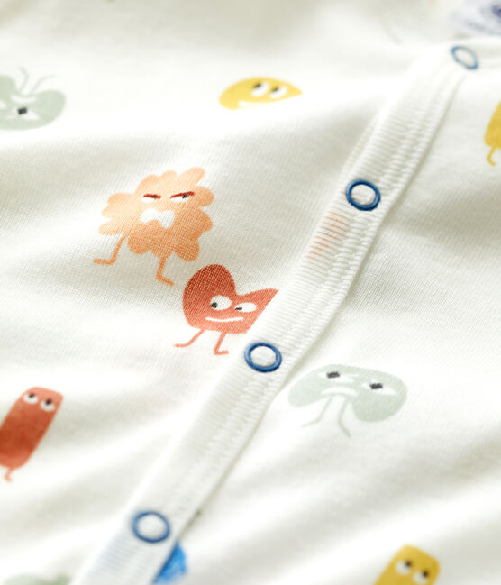 Baby-Strampler ohne Füße aus Baumwolle und Lyocell weiss MARSHMALLOW/weiss MULTICO