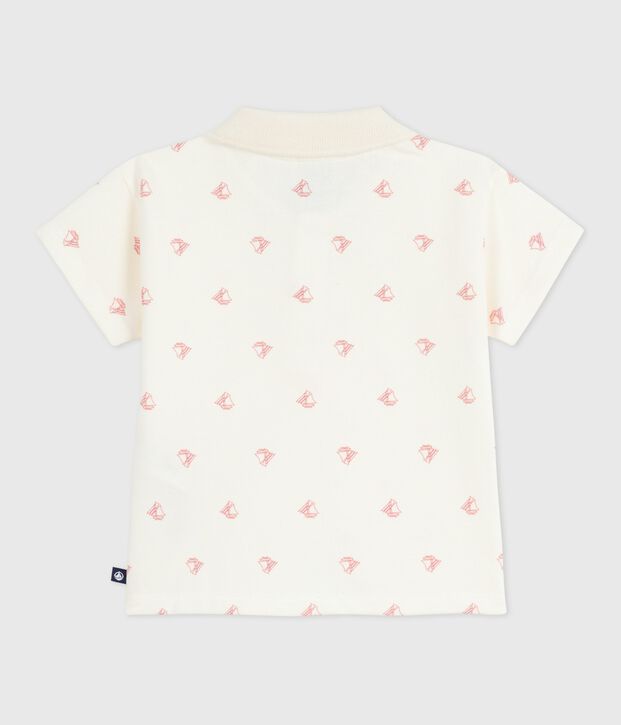 Kurz&auml;rmeliges Baby-Poloshirt aus Baumwolle mit Vintage-Schiffmotiv rot/rot