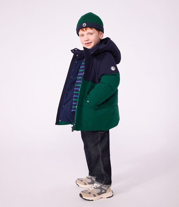 Kinder-Winterjacke im Colorblock gr&uuml;n/blau