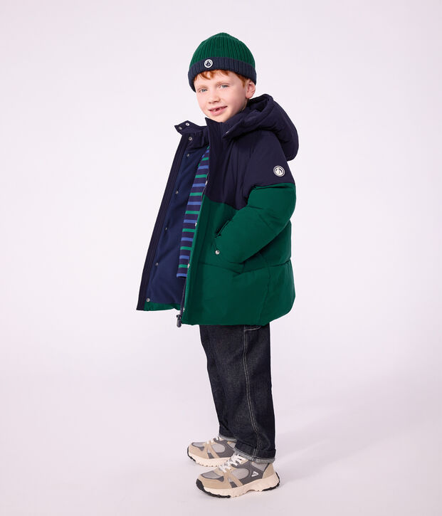 Kinder-Winterjacke im Colorblock gr&uuml;n/blau