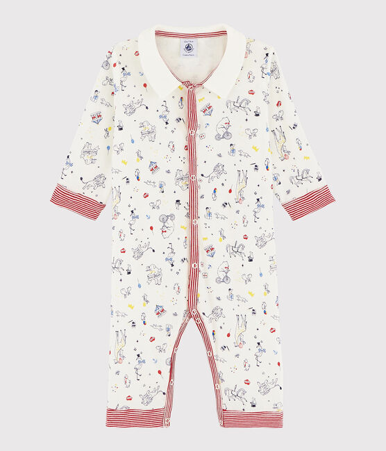 Baby-Strampler ohne Füße aus Rippstrick für Jungen weiss MARSHMALLOW/weiss MULTICO