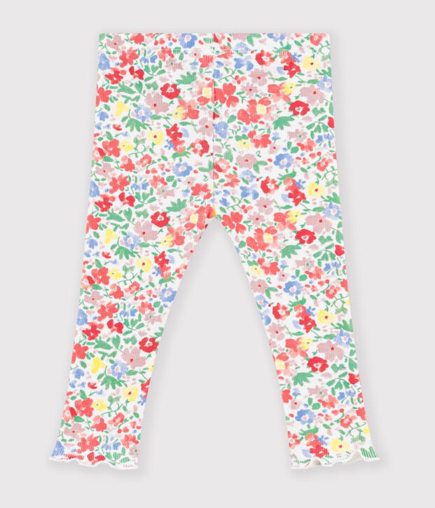 Baby-Leggings aus Baumwolle mit Blumenmuster weiss/vielfarbig