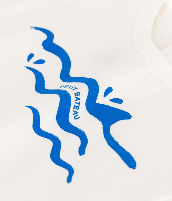 Kurzärmeliges Baby-T-Shirt aus einfarbiger Baumwolle blau MARSHMALLOW/ PORCELANA
