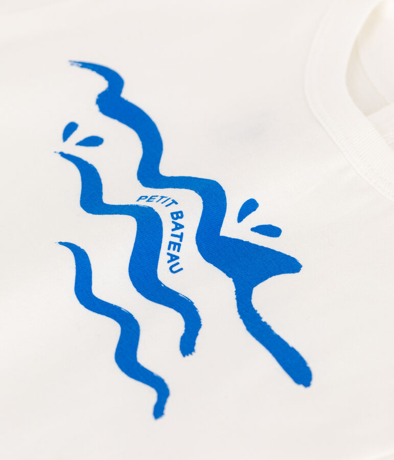 Kurz&auml;rmeliges Baby-T-Shirt aus einfarbiger Baumwolle weiss/blau