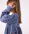 Langärmeliges Kinder-Kleid aus bedrucktem Fein-Cord. blau ADRIATIC/ MULTICO