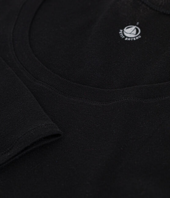 Langärmeliges, eng anliegendes Damen-T-Shirt aus leichter Baumwolle schwarz BLACK