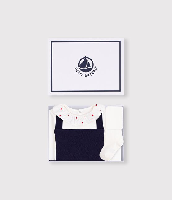 Baby-Geschenkset aus Baumwolle: Kleid, Body und Strumpfhose variante 1