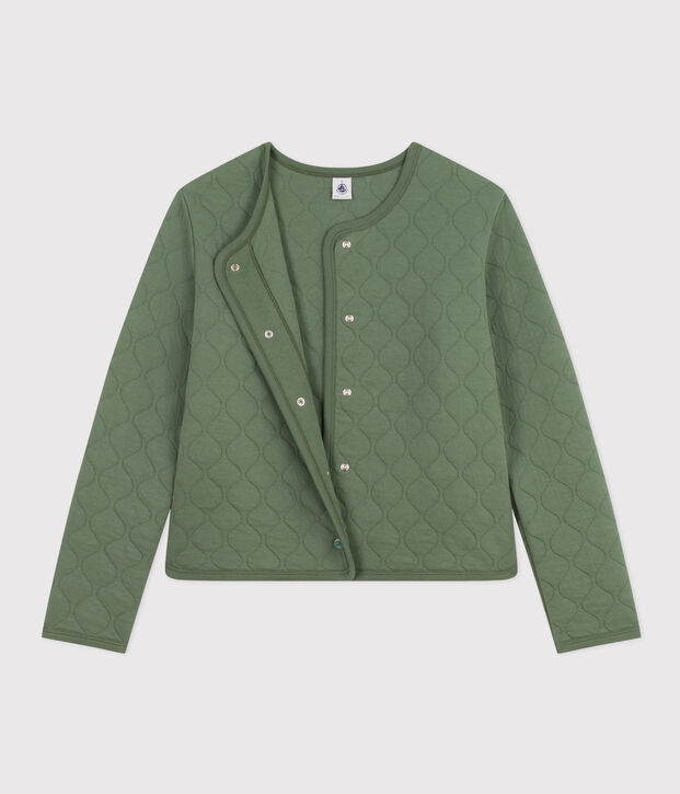 Damen-Cardigan aus gestepptem Doppeljersey gr&uuml;n