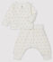Zweiteiliges Baby-Set aus Doppeljersey, weiss MARSHMALLOW/beige PERLIN