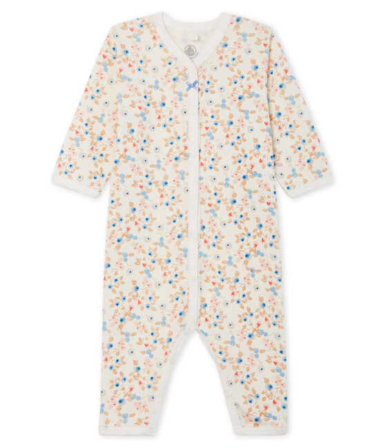 Baby-Strampler ohne Fuß aus Rippstrick für Mädchen weiss MARSHMALLOW/weiss MULTICO