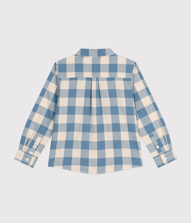 Kinder-Hemd aus Flanell f&uuml;r Jungen blau/naturfarben