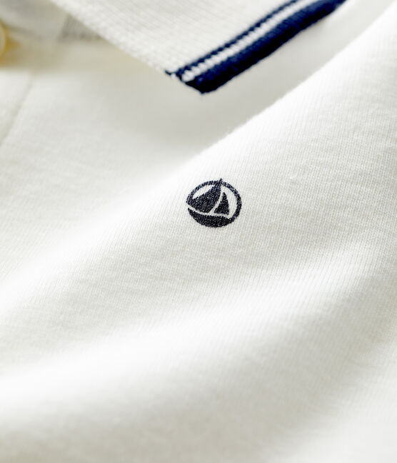Kinder-Poloshirt aus Baumwolle für Jungen weiss MARSHMALLOW