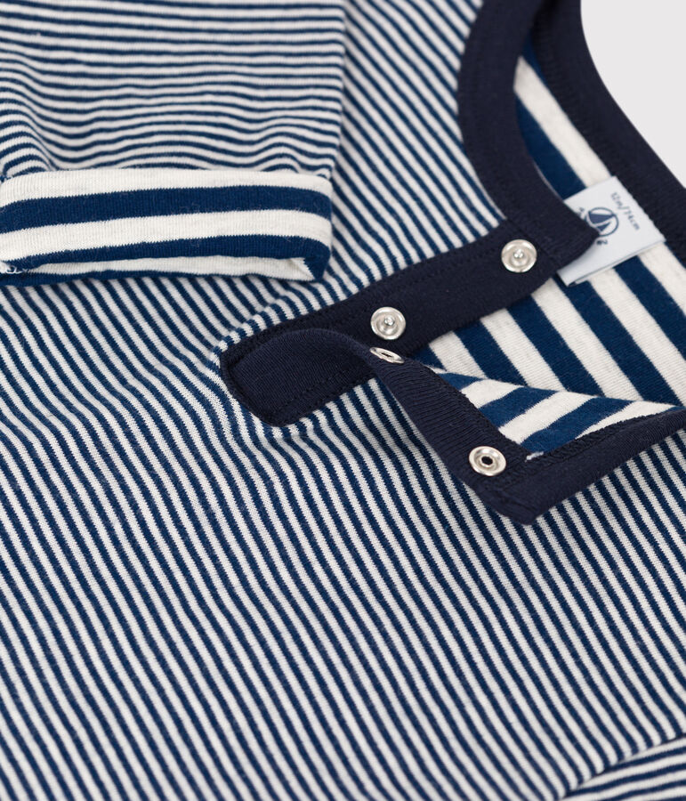 Lang&auml;rmeliges Baby-T-Shirt aus Doppeljersey mit Ringelstreifen blau/beige