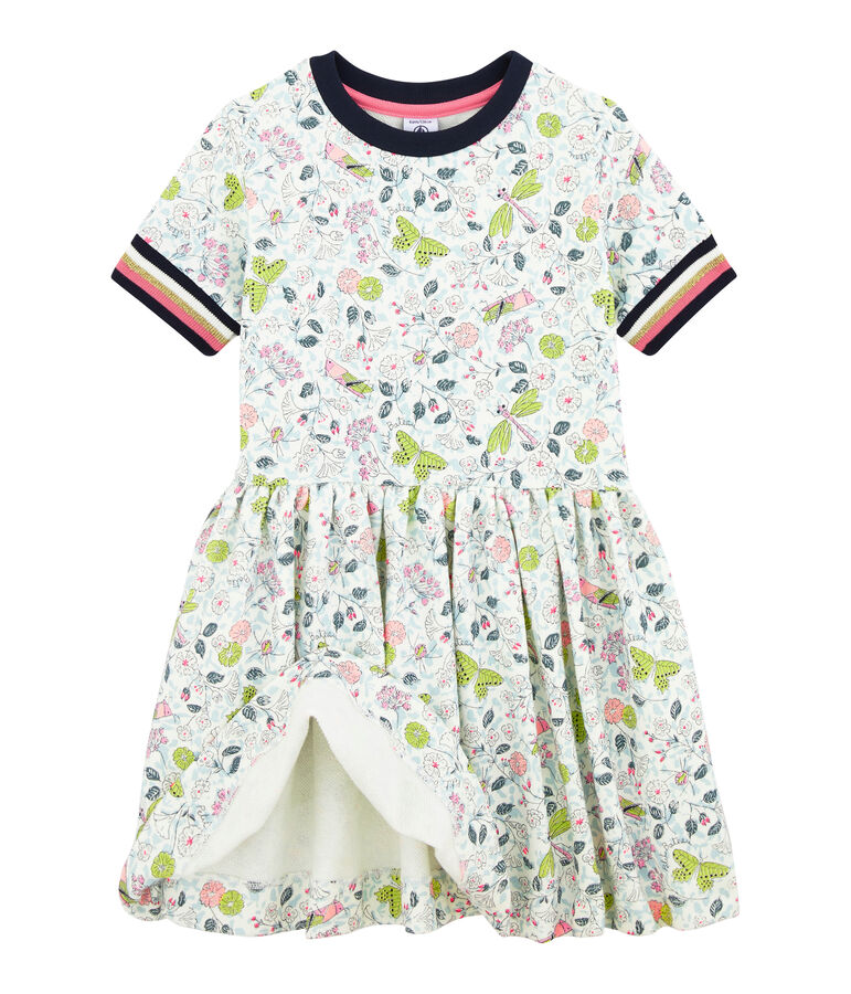 Kinder-Kleid f&uuml;r M&auml;dchen weiss/vielfarbig