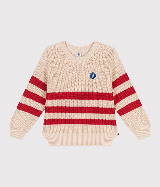 Kinder-Pullover aus Baumwolle mit Streifen rot AVALANCHE/ AURORA
