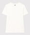 Kurzärmeliges Damen-T-Shirt L'ICONIQUE aus einfarbigem Rippstrick weiss ECUME