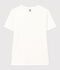 Kurz&auml;rmeliges Damen-T-Shirt L'ICONIQUE aus einfarbigem Rippstrick weiss