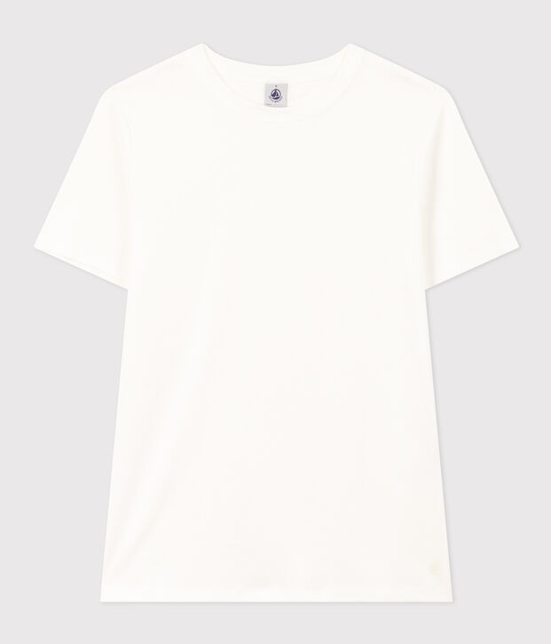 Kurz&auml;rmeliges Damen-T-Shirt L'ICONIQUE aus einfarbigem Rippstrick weiss