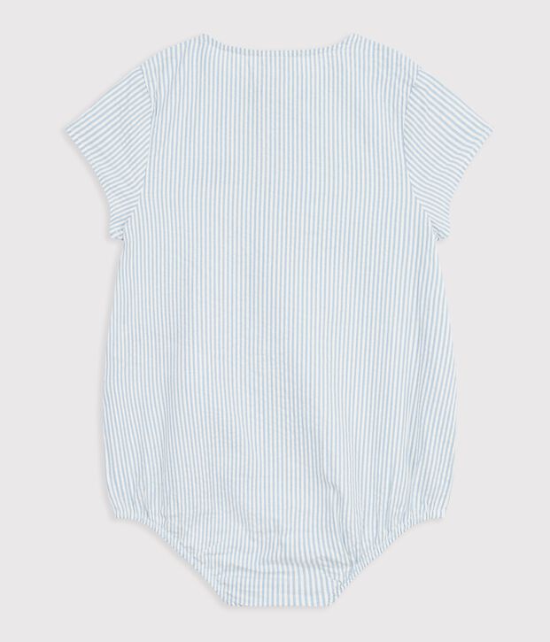 Kurz&auml;rmeliger Baby-Overall mit Steifen blau/blau