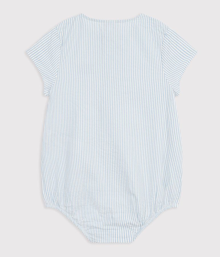 Kurz&auml;rmeliger Baby-Overall mit Steifen blau/blau