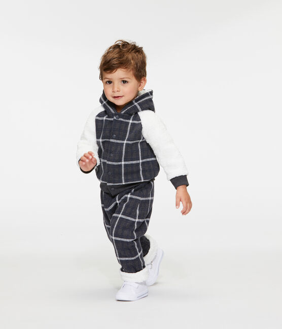 Karierte Baby-Hose für Jungen mit Sherpa-Futter schwarz CITY/weiss MULTICO