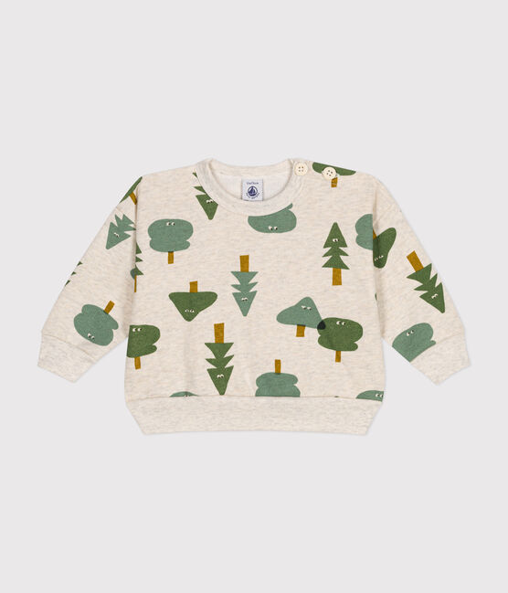 Baby-Sweatshirt aus Molton beige MONTELIMAR/weiss MULTICO