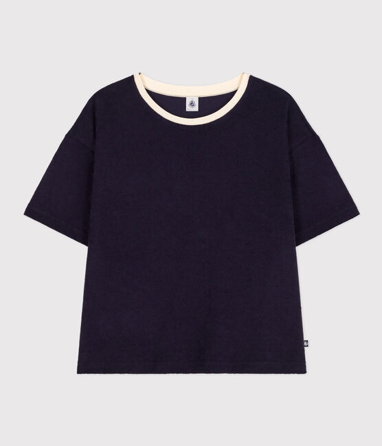 Damen-T-Shirt Le Boxy aus Baumwollfrottee blau SMOKING