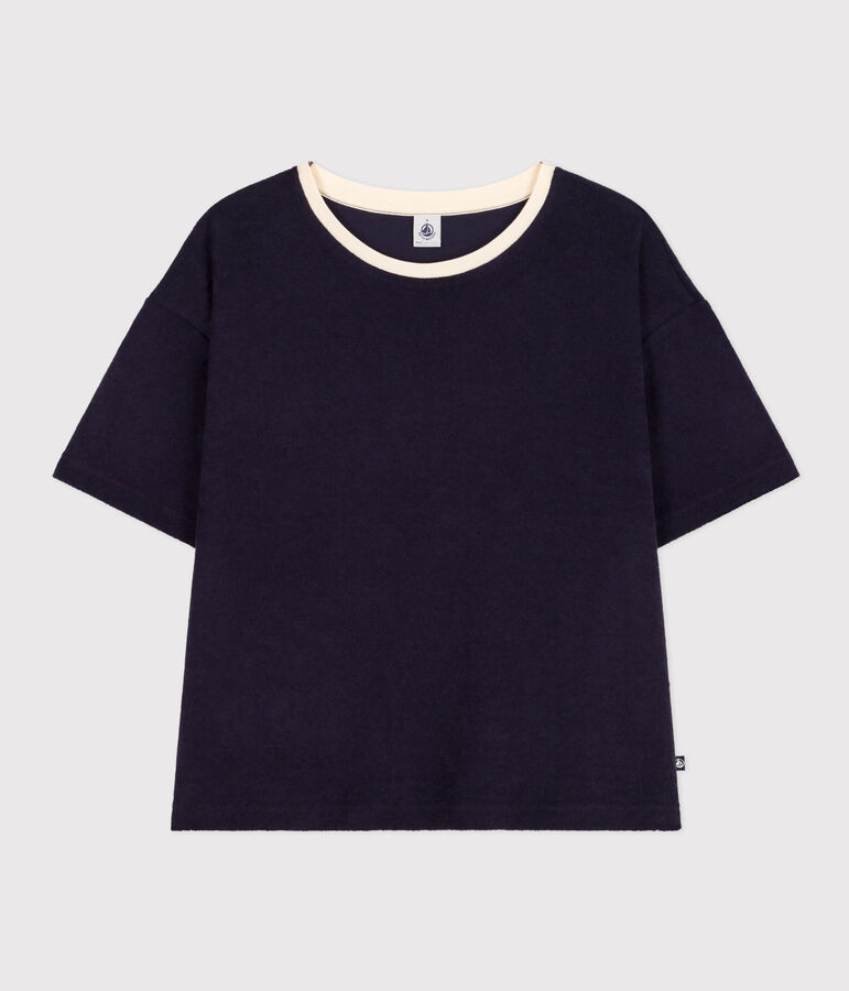 Damen-T-Shirt Le Boxy aus Baumwollfrottee blau SMOKING