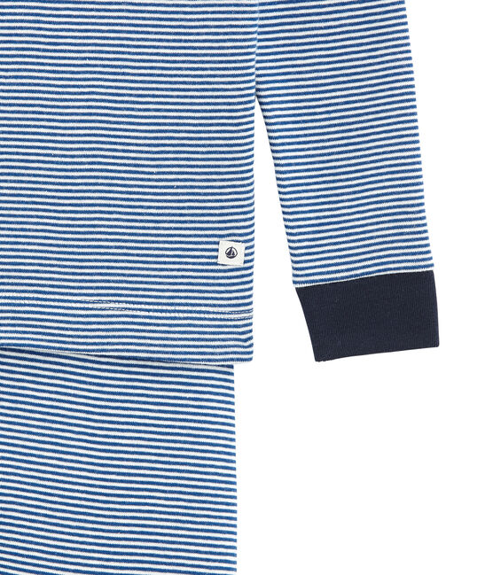 Eng anliegender Jungen-Schlafanzug blau LIMOGES/weiss MARSHMALLOW