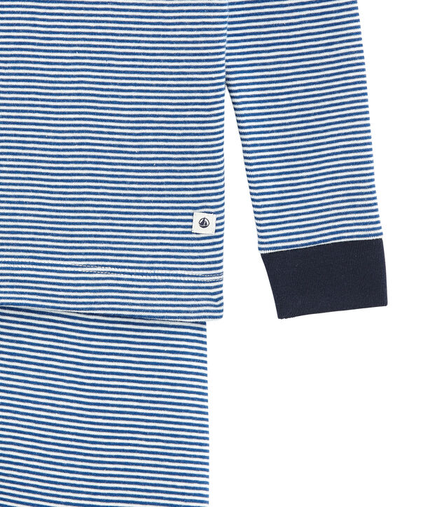Eng anliegender Jungen-Schlafanzug blau/weiss