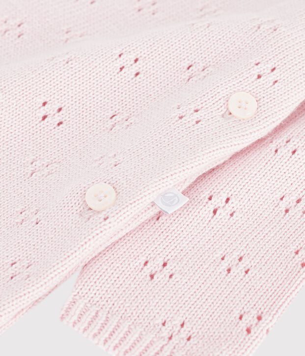 Baby-Overall aus einfarbigem Woll- und Baumwollstrick mit Kragen BARELY