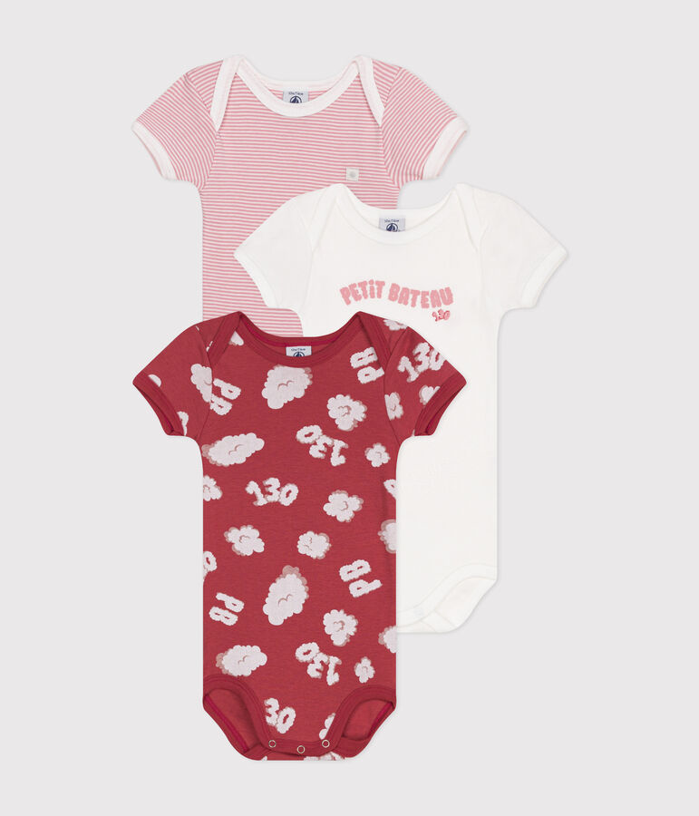 3er-Set kurz&auml;rmelige Baby-Bodys aus Baumwolle vielfarbig
