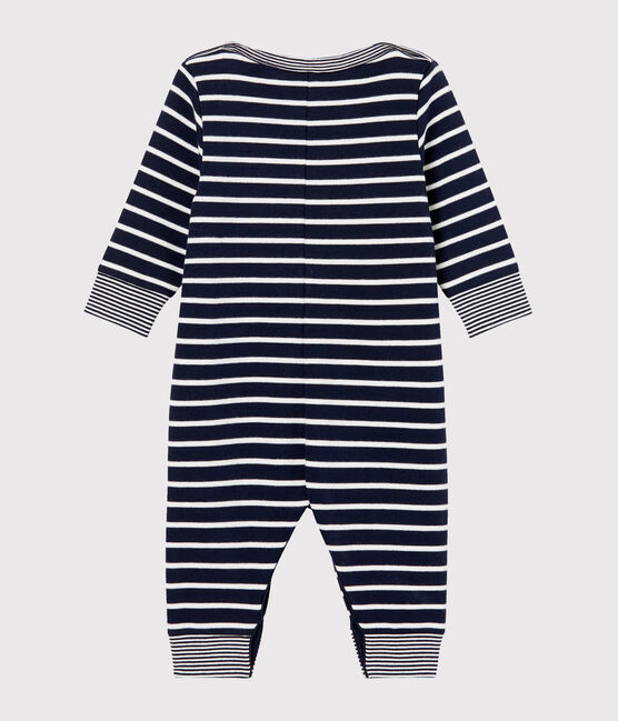 Baby-Langoverall für Jungen mit Streifen blau SMOKING/weiss MARSHMALLOW