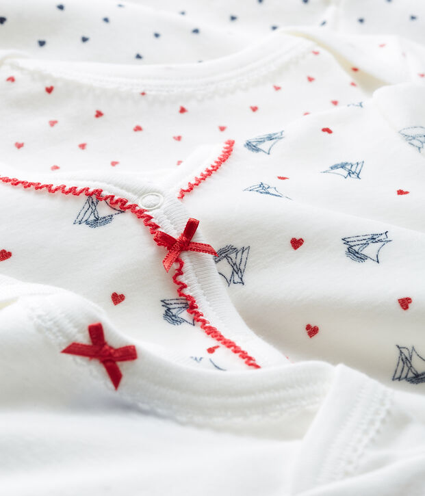M&auml;dchen-Baby-Set mit Nicki-Strampler und lang&auml;rmligen Bodys aus Rippstrick vielfarbig