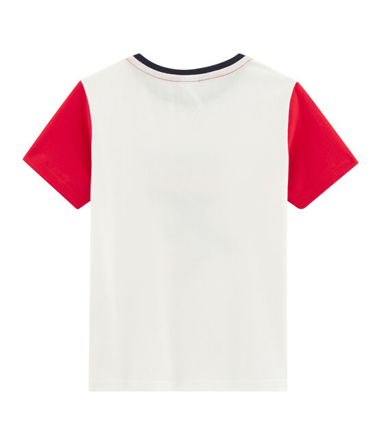 Kinder-T-Shirt für Jungen weiss MARSHMALLOW/rot PEPS