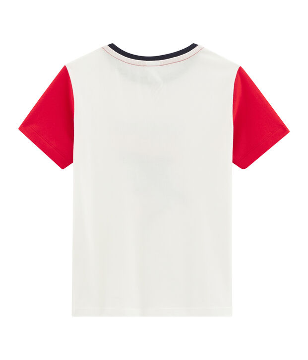 Kinder-T-Shirt f&uuml;r Jungen weiss/rot