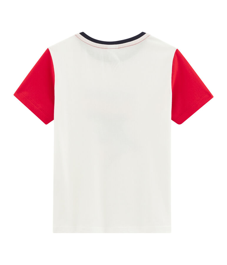Kinder-T-Shirt f&uuml;r Jungen weiss MARSHMALLOW/rot PEPS