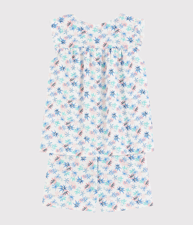 Kinder-Kurzpyjama aus feiner Baumwolle mit Windr&ouml;schenmotiv f&uuml;r M&auml;dchen weiss/vielfarbig