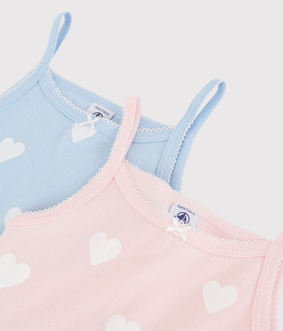 2er-Set Spaghetti-Tops aus Bio-Baumwolle mit Herz-Motiv für Mädchen variante 1