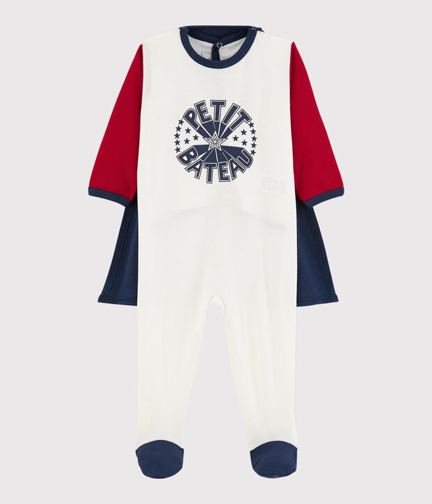 Verspielter Strampler im Super-Baby-Stil aus Baumwolle rot/weiss