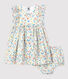Babykleid mit Bloomers aus Popeline und mit Blumenmuster