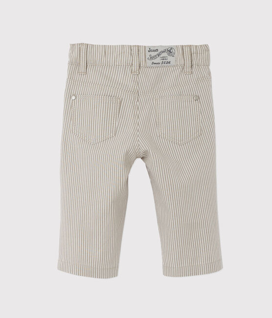 Gestreifte Baby-Jungen-Hose grau MINERAI/weiss LAIT