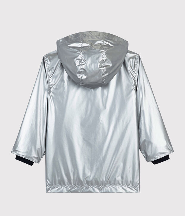 Silberfarbene Kinder-Regenjacke f&uuml;r M&auml;dchen/Jungen grau
