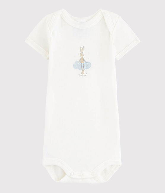Kurzärmeliger Baby-Body Jungen weiss Lait