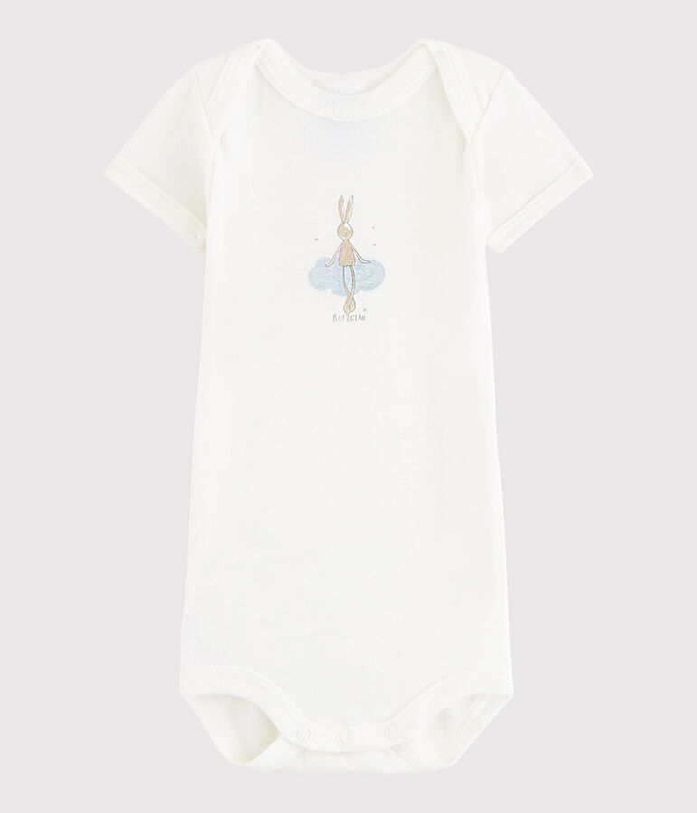 Kurz&auml;rmeliger Baby-Body Jungen weiss Lait